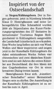 Zeitungsartikel Siegener Zeitung, 21. März 2009